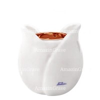 Base pour lampe funéraire Tulipano 10cm En marbre Sivec, avec griffe cuivre à encastré