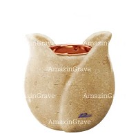 Base for grave lamp Tulipano 10cm - 4in In Trani marble, with recessed copper ferrule