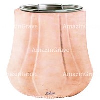 Flowers pot Leggiadra 19cm - 7,5in In Rosa Bellissimo marble, steel inner