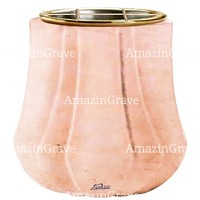 Flowers pot Leggiadra 19cm - 7,5in In Rosa Bellissimo marble, golden steel inner
