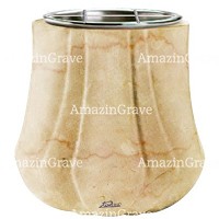 Flowers pot Leggiadra 19cm - 7,5in In Botticino marble, steel inner