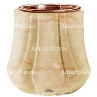 Macetero para flores Leggiadra 19cm En marmol de Botticino, interior en cobre