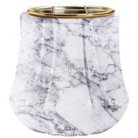 Flowers pot Leggiadra 19cm - 7,5in In Carrara marble, golden steel inner