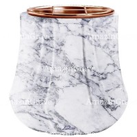 Jardinière Leggiadra 19cm En marbre Carrara, intérieur cuivre