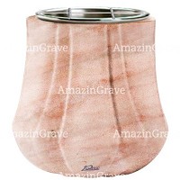 Vasca portafiori Leggiadra 19cm In marmo Rosa Portogallo, interno in acciaio