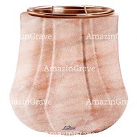 Flowers pot Leggiadra 19cm - 7,5in In Pink Portugal marble, copper inner
