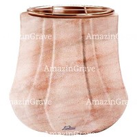 Vasca portafiori Leggiadra 19cm In marmo Rosa Portogallo, interno in rame