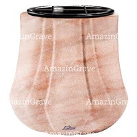 Vasca portafiori Leggiadra 19cm In marmo Rosa Portogallo, interno in plastica