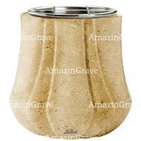 Macetero para flores Leggiadra 19cm En marmol de Trani, interior acero