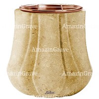 Macetero para flores Leggiadra 19cm En marmol de Trani, interior en cobre