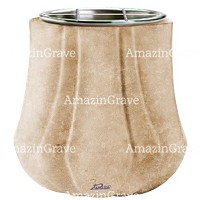 Jardinière Leggiadra 19cm En marbre Travertino, intérieur acier