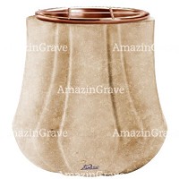 Flowers pot Leggiadra 19cm - 7,5in In Travertino marble, copper inner