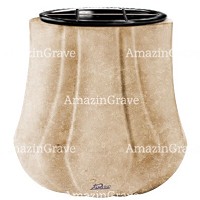 Jardinière Leggiadra 19cm En marbre Travertino, intérieur en plastique