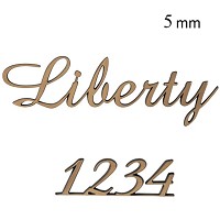 Letters and numbers Liberty, in various sizes Single fret-worked bronze plaque 5mm - 1,9in