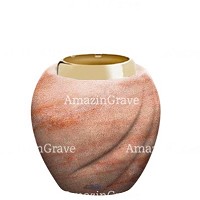 Base for grave lamp Soave 10cm - 4in In Pink Portugal marble, with golden steel ferrule