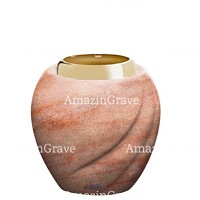 Base pour lampe funéraire Soave 10cm En marbre Rose Portugal, avec griffe acier doré