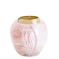 Base pour lampe funéraire Spiga 10cm En marbre Rose Portugal, avec griffe acier doré