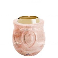 Base for grave lamp Cuore 10cm - 4in In Pink Portugal marble, with golden steel ferrule