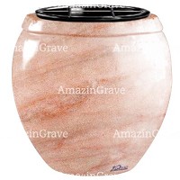 Vasca portafiori Amphòra 19cm In marmo Rosa Portogallo, interno in plastica