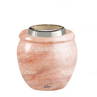 Base per lampada votiva Amphòra 10cm In marmo Rosa Portogallo, con ghiera in acciaio