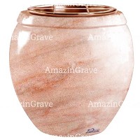 Macetero para flores Amphòra 19cm En marmol Rosa Portugal, interior en cobre