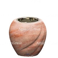 Base pour lampe funéraire Soave 10cm En marbre Rose Portugal, avec griffe nickel à encastré