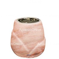 Base pour lampe funéraire Liberti 10cm En marbre Rose Portugal, avec griffe nickel à encastré