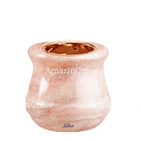 Base pour lampe funéraire Calyx 10cm En marbre Rose Portugal, avec griffe cuivre à encastré