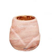 Base for grave lamp Liberti 10cm - 4in In Pink Portugal marble, with recessed copper ferrule