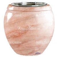 Jardinière Amphòra 19cm En marbre Rose Portugal, intérieur acier