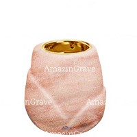 Base for grave lamp Liberti 10cm - 4in In Pink Portugal marble, with recessed golden ferrule
