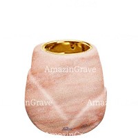 Base pour lampe funéraire Liberti 10cm En marbre Rose Portugal, avec griffe doré à encastré