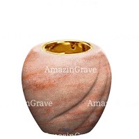 Base for grave lamp Soave 10cm - 4in In Pink Portugal marble, with recessed golden ferrule