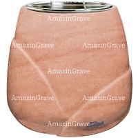 Vasca portafiori Liberti 19cm In marmo Rosa Portogallo, interno in acciaio