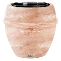 Vasca portafiori Chordè 19cm In marmo Rosa Portogallo, interno in plastica