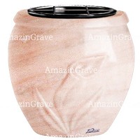 Jardinière Calla 19cm En marbre Rose Portugal, intérieur en plastique