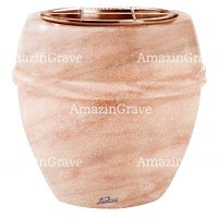 Flowers pot Chordè 19cm - 7,5in In Pink Portugal marble, copper inner