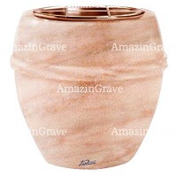 Vasca portafiori Chordè 19cm In marmo Rosa Portogallo, interno in rame