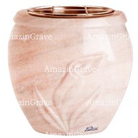 Vasca portafiori Calla 19cm In marmo Rosa Portogallo, interno in rame