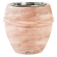 Vasca portafiori Chordè 19cm In marmo Rosa Portogallo, interno in acciaio