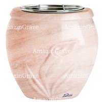 Flowers pot Calla 19cm - 7,5in In Pink Portugal marble, steel inner