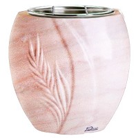 Jardinière Spiga 19cm En marbre Rose Portugal, intérieur acier