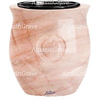 Jardinière Cuore 19cm En marbre Rose Portugal, intérieur en plastique