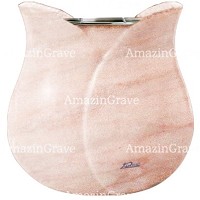 Vasca portafiori Tulipano 19cm In marmo Rosa Portogallo, interno in acciaio