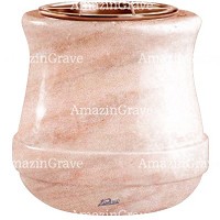 Vasca portafiori Calyx 19cm In marmo Rosa Portogallo, interno in rame