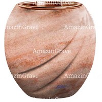 Flowers pot Soave 19cm - 7,5in In Pink Portugal marble, copper inner