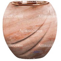 Macetero para flores Soave 19cm En marmol Rosa Portugal, interior en cobre