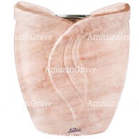 Flowers pot Gres 19cm - 7,5in In Pink Portugal marble, steel inner