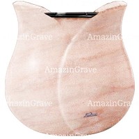 Vasca portafiori Tulipano 19cm In marmo Rosa Portogallo, interno in plastica