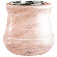 Vasca portafiori Calyx 19cm In marmo Rosa Portogallo, interno in acciaio